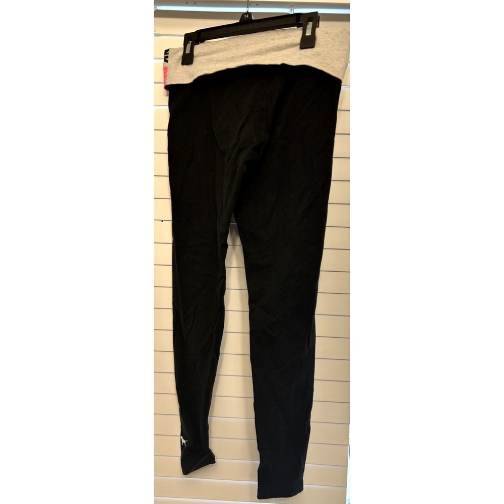 Vintage Y2K PINK VICTORIA'S SECRET‎ Foldover Yoga Leggings Black Spell Out SMALL - Picture 3 of 7